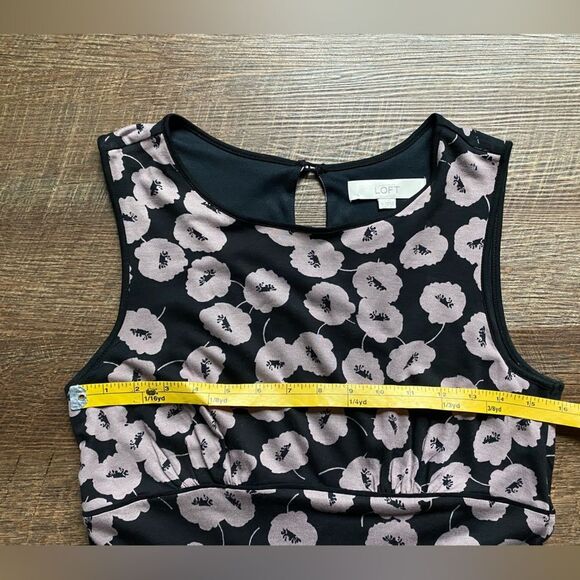 LOFT soft fit & flare dress sz small A line black neutral tones EUC rayon tencel - Picture 7 of 13